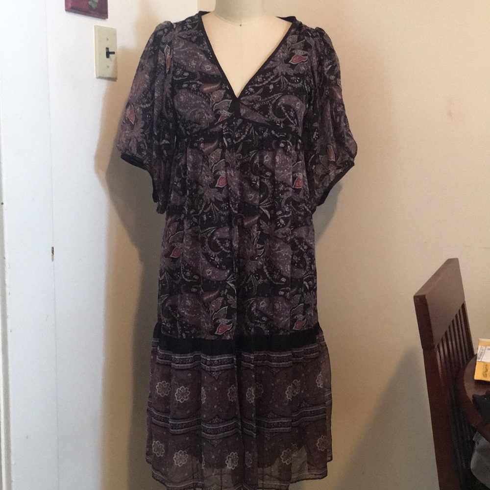 Zara Flowy Festival Purple Paisley Dress